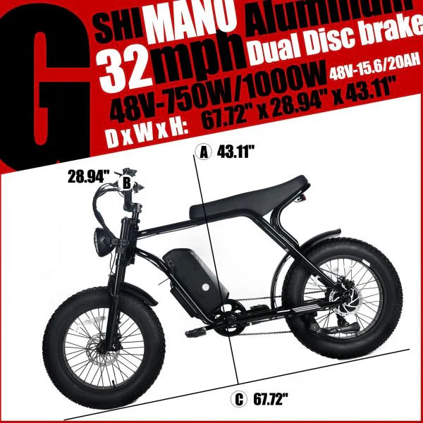 Electric Mountain Bike for Adults | 20 x 4.0 Fat Tires, 1000W Motor, 48V 20Ah Removable Battery, Max Speed 45MPH, Shi Mano 7-Speed for Off-Road Adventures - Image 3