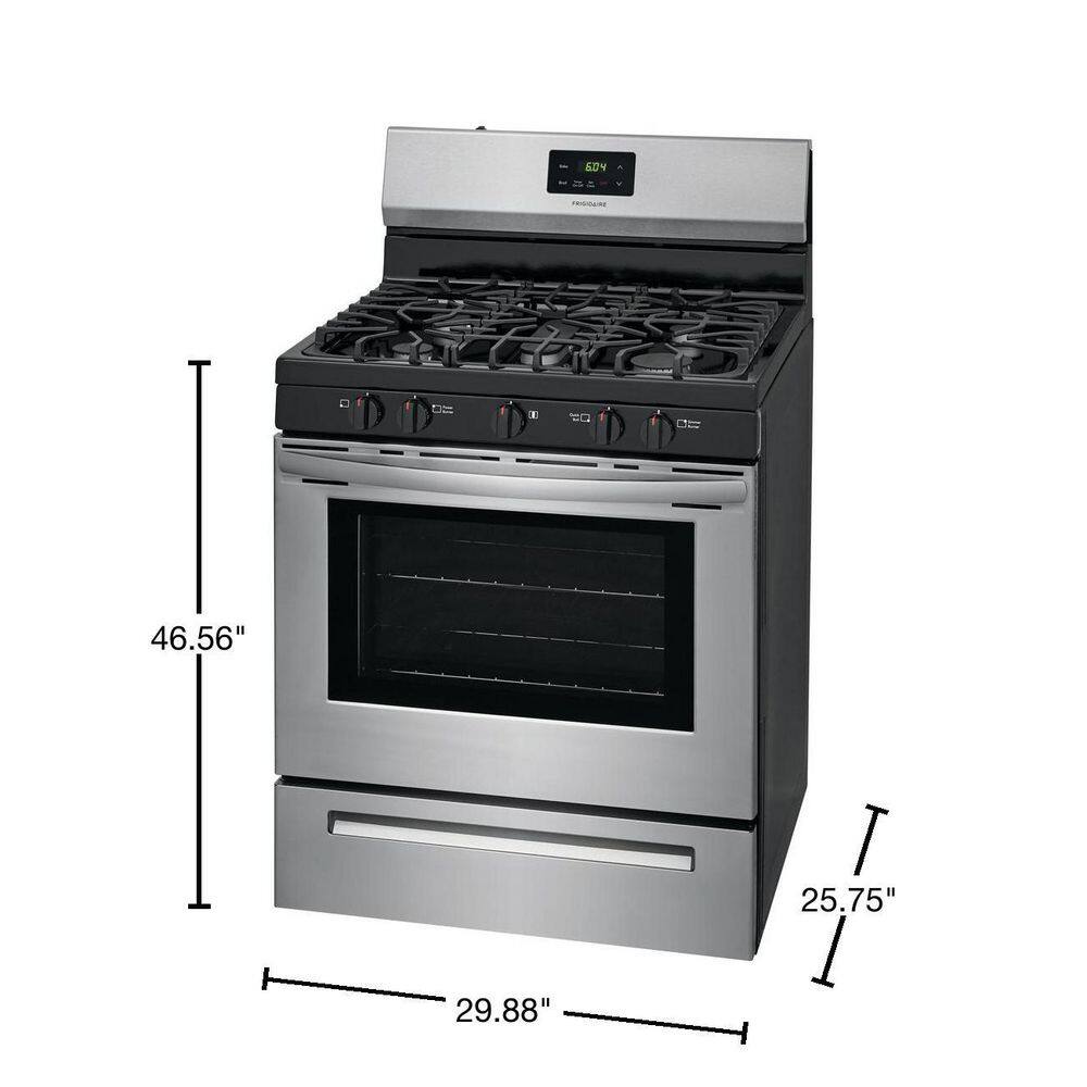 Frigidaire 30 in. 5 Burner Freestanding Gas Range in Stainless Steel FCRG3052AS - Image 3