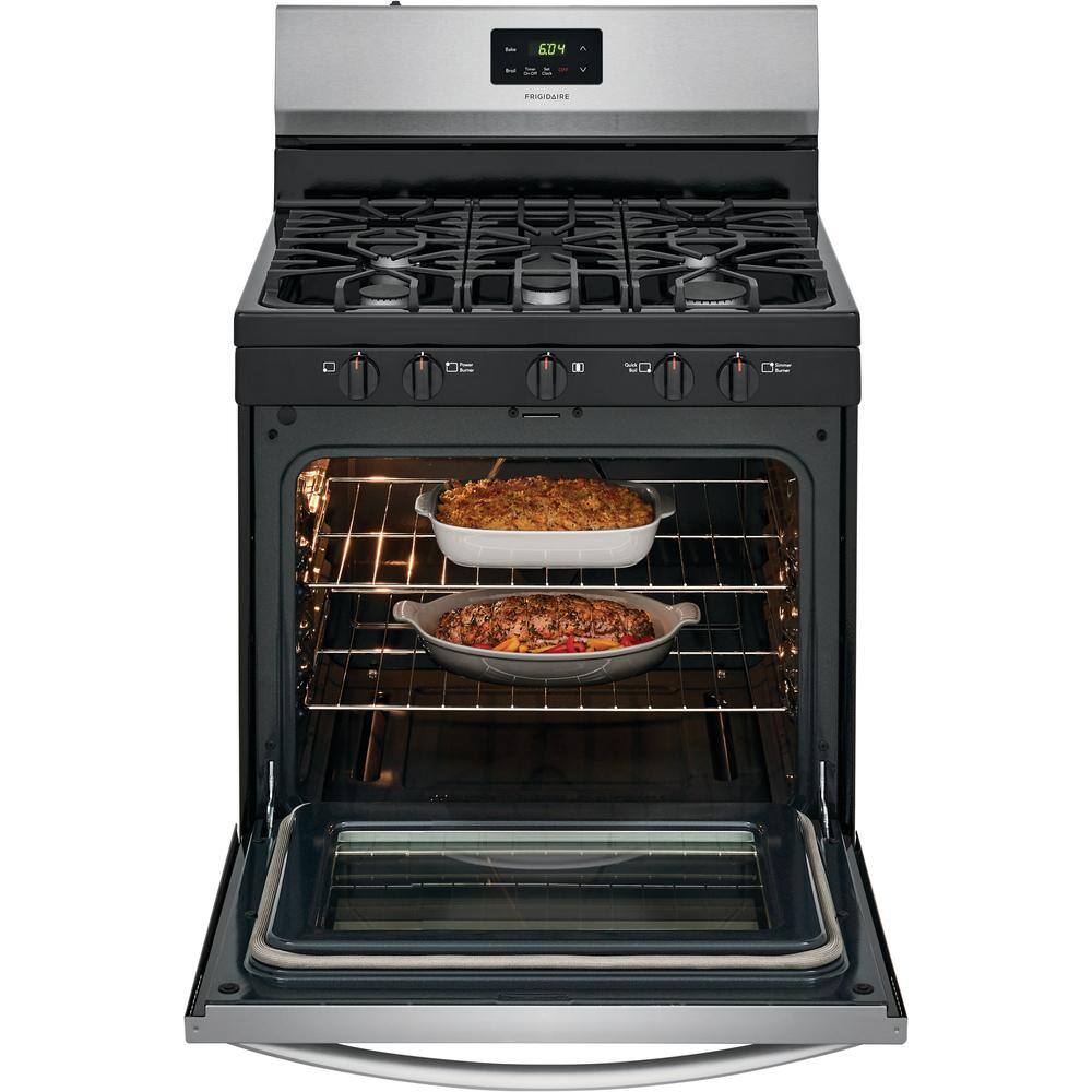 Frigidaire 30 in. 5 Burner Freestanding Gas Range in Stainless Steel FCRG3052AS - Image 2